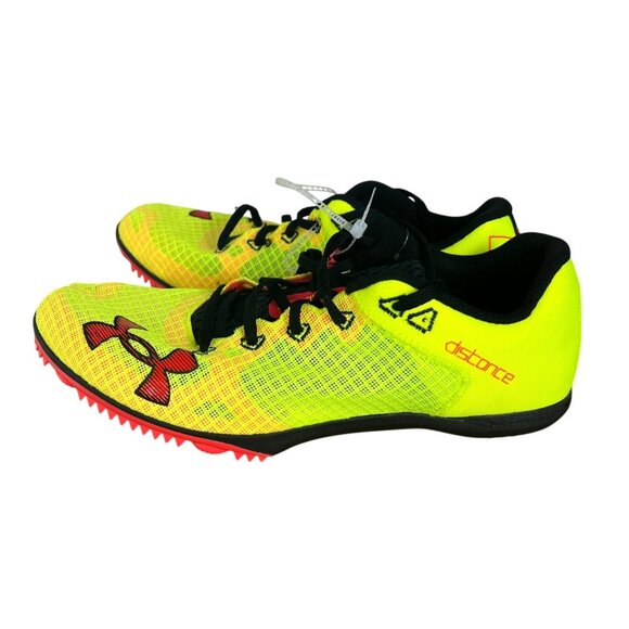Under Armour Unixes Sprint Spikes Shoes Neon Yellow/Red Size Mens 11.5/Womens 13 - Picture 8 of 13